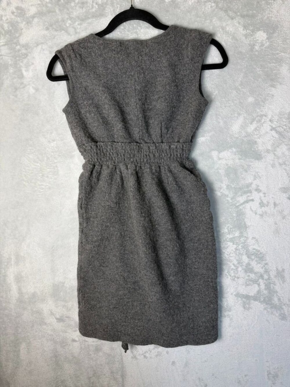 SPARROW Womens XS Gray Merino Wool Sleeveless Sweater Dress Smocked Waist Mini - Picture 6 of 6